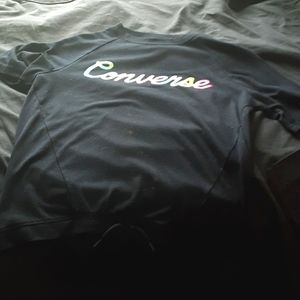 black converse t-shirt rainbow print